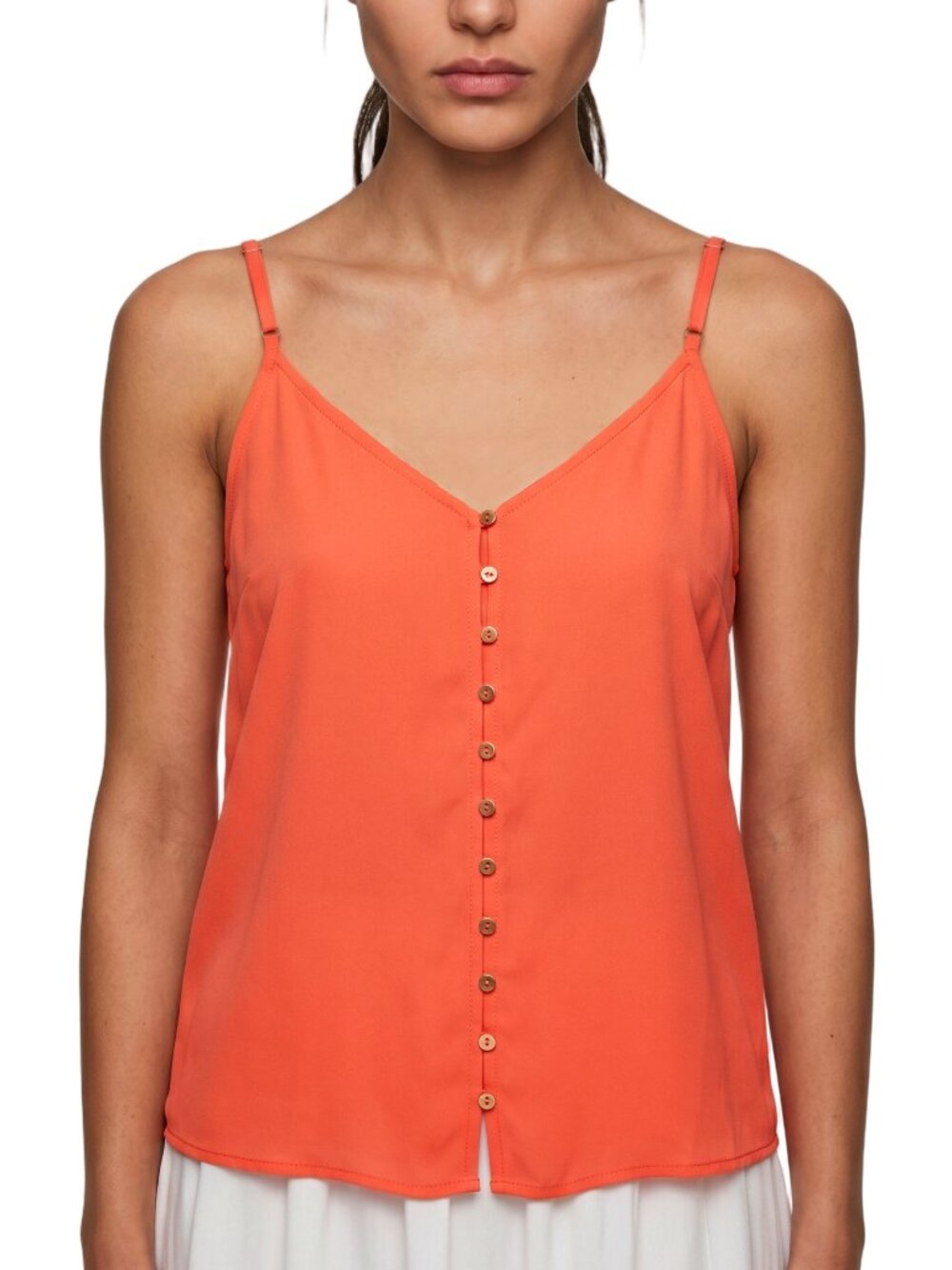Dynamite Coral Orange Gold Button-Front Camisole Large